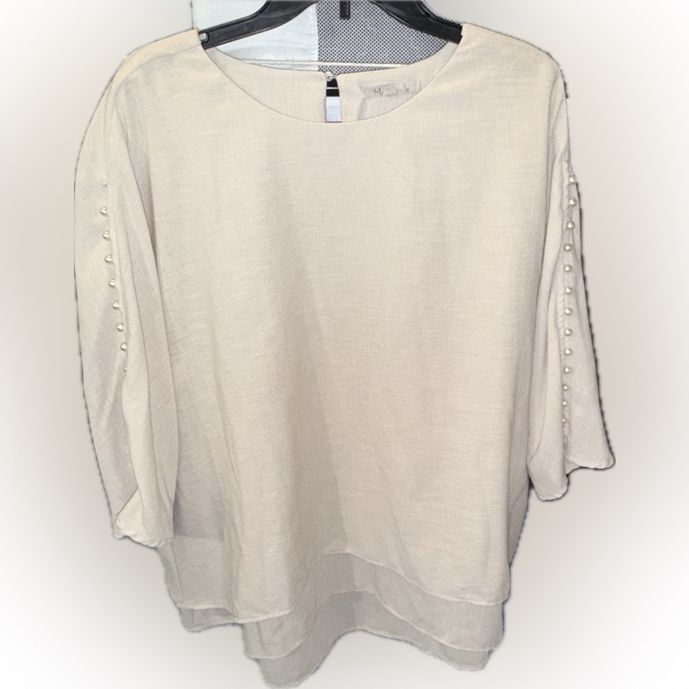 Cream Blouse with Pearl Accents